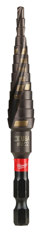 MILWAUKEE Milwaukee SHOCKWAVE Impact Duty 48-89-9241 Step Drill Bit, 1/8 to 1/2 in Dia, Spiral Flute, 2-Flute, Hex Shank TOOLS MILWAUKEE