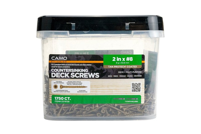 CAMO Camo 0376139 Deck Screw, #8 Thread, 2 in L, Coarse Thread, Countersink Head, Star Drive, Type 17 Slash Point