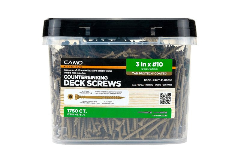 CAMO Camo 0376179 Deck Screw, #10 Thread, 3 in L, Coarse Thread, Countersink Head, Star Drive, Type 17 Slash Point
