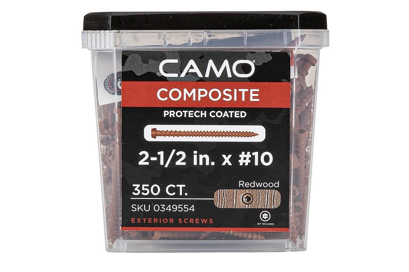 CAMO ProFIT 349554 Screw, #10 Thread, 2-1/2 in L, Star Drive, Double Slash, Type 99 Point, Redwood AUTOMOTIVE CAMO