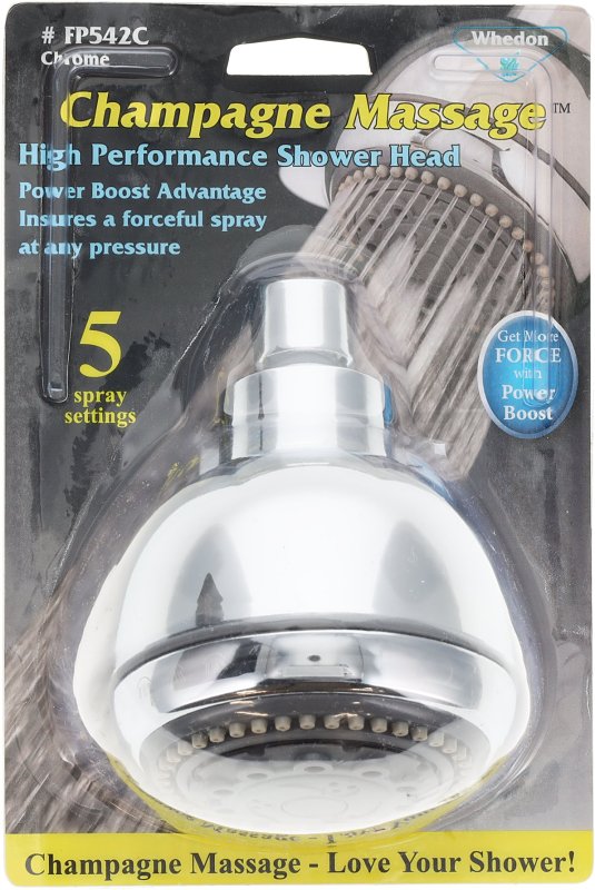WHEDON PRODUCTS Whedon FP542C Showerhead, 2 gpm, 1/2 in Connection, 5 -Spray Function, Plastic, Polished Chrome, 3-1/2 in Dia, 4 in L PLUMBING, HEATING & VENTILATION WHEDON PRODUCTS