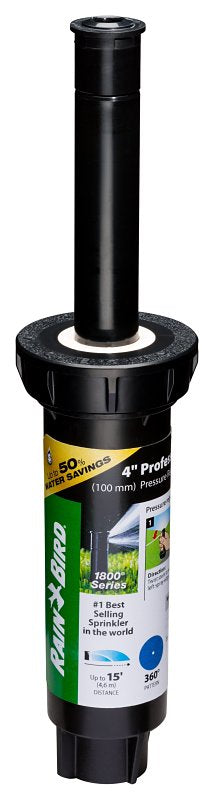 RAINBIRD Rain Bird 1800 Series 1804FDSPSAM25 Pressure Regulated Pop-Up Sprinkler with Seal-A-Matic Check Valve, 1/2 in Connection