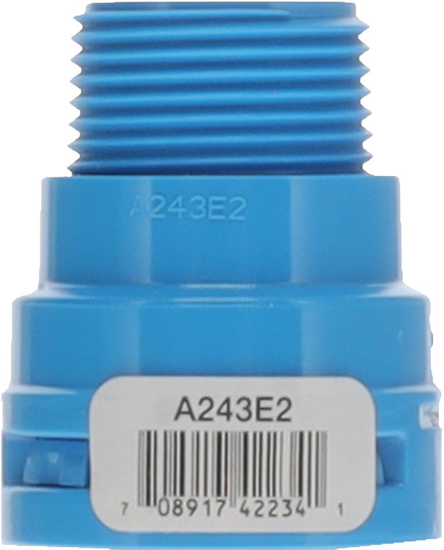 CARLON Carlon A243E2-10R ENT Adapter, 3/4 in MPT x NPT, 1.48 in Dia, 1.79 in L, Polycarbonate, Blue ELECTRICAL CARLON