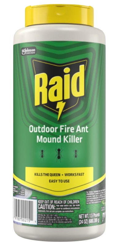 RAID Raid 00215 Fire Ant Mound Killer, Powder, Outdoor, 24 oz