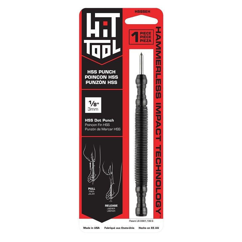 HIT TOOL Hit Tool HSSSEH Prick Punch, 1/8 in Tip, 5-1/2 in L, HSS TOOLS HIT TOOL