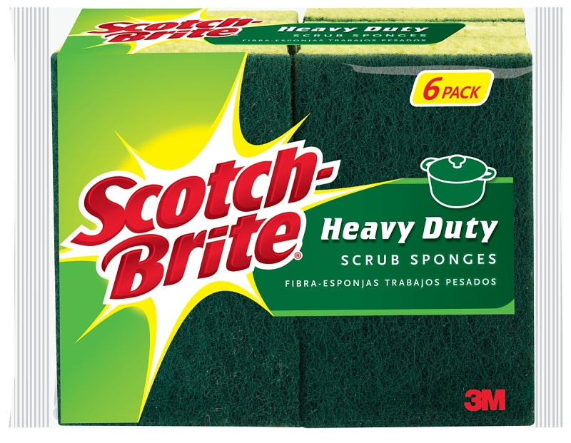 SCOTCH-BRITE Scotch-Brite 426 Scrub Sponge, 4-1/2 in L, 2.7 in W, 0.6 in Thick, Cellulose/Synthetic Fiber, Green