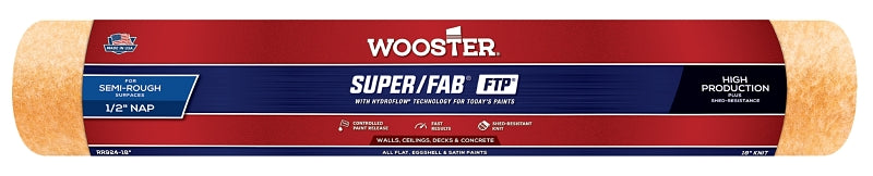 WOOSTER BRUSH Wooster RR924-18 Roller Cover, 1/2 in Thick Nap, 18 in L, Knit Fabric Cover, Lager