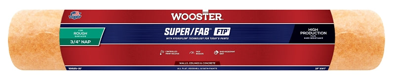 WOOSTER BRUSH Wooster RR925-18 Roller Cover, 3/4 in Thick Nap, 18 in L, Fabric Cover, Lager
