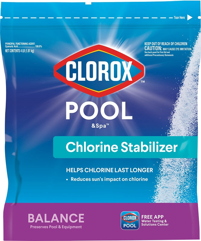 CLOROX Clorox 12004CLX Chlorine Stabilizer, 4 lb Bottle, Granular, White