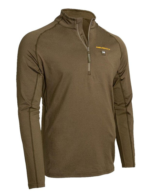 MUDDY Muddy Nucleus Series HT-QZ-CL-2XL Heated Shirt, 2XL, Polyester/Spandex, Brown Clay, Mock Neck, Long Sleeve