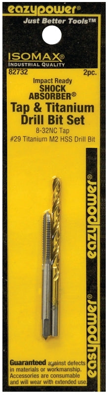 EAZYPOWER Eazypower 82732 Tap and Drill Set, 8-32 Thread, Titanium