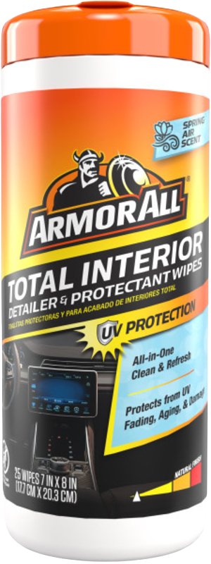 ARMORED AUTOGROUP Armor All AWDTSAC-25-1USLT Interior Cleaning Wipe, Spring Air, Effective to Remove: Dirt, Dust, Grime, Spill, 25 -Wipes