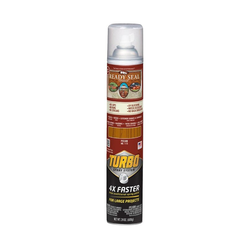 READY SEAL Ready Seal 401753 Stain With Turbo Spray System, Smooth, Pecan, 24 oz, Aerosol Can