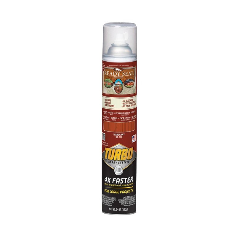 READY SEAL Ready Seal 401757 Stain With Turbo Spray System, Smooth, Mahogany, 24 oz, Aerosol Can