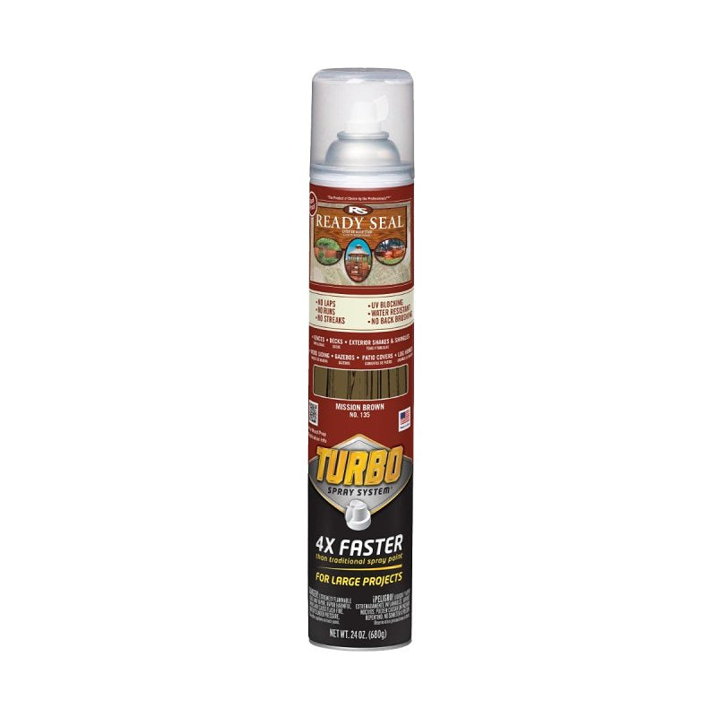 READY SEAL Ready Seal 401759 Stain With Turbo Spray System, Smooth, Mission Brown, 24 oz, Aerosol Can