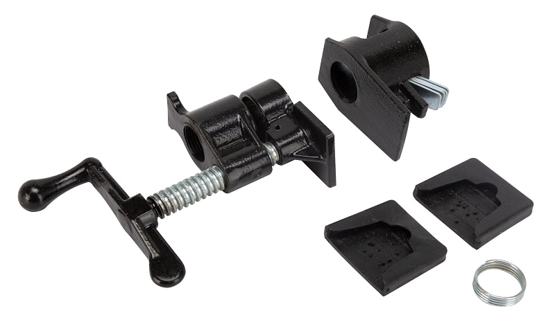 MICROFLEX Vulcan JLO-030 Pipe Clamp Fixture, Screw Lever Handle, Steel, Powder Coated, Black