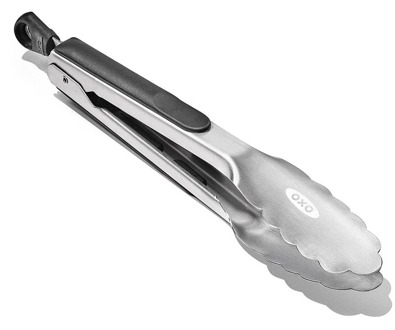 OXO INTERNATIONAL Oxo 28481 Locking Tong, 9 in L, Stainless Steel, Black, Dishwasher Safe