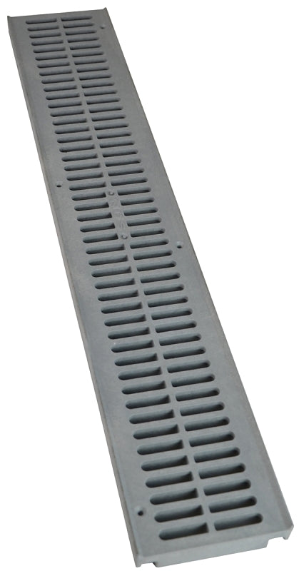 NDS NDS 241-1 Drain Grate, 24 in L, 4.13 in W, Rectangular, 3/8 x 3-1/4 in Grate Opening, HDPE, Gray