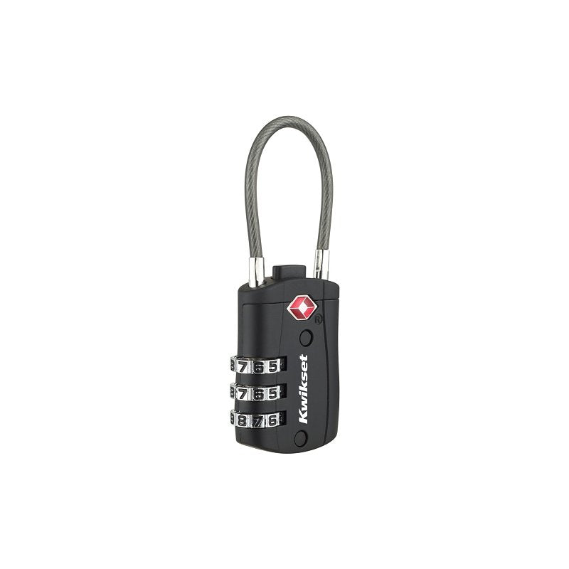 KWIKSET PADLOCK TSA CABLE COMB 1-3/16IN PADLOC