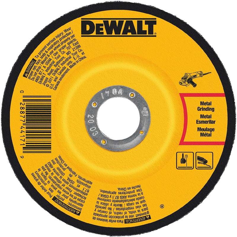 DEWALT DEWALT DW4542 Grinding Wheel, 4-1/2 in Dia, 1/4 in Thick, 5/8-11 in Arbor, 24 Grit, Coarse, Aluminum Oxide Abrasive