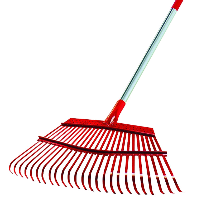 CORONA Corona RK 62061 Leaf Rake, Steel Tine, 25-Tine, Aluminum Handle, 54 in L Handle