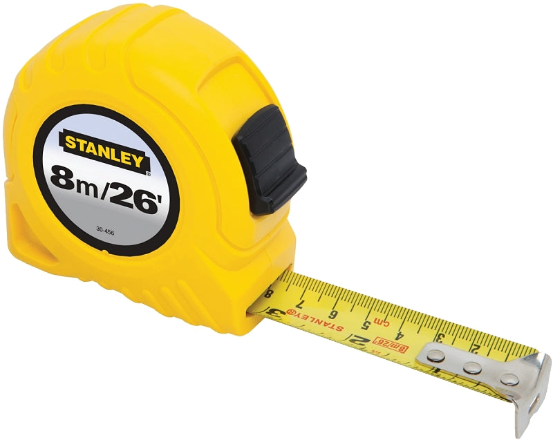 STANLEY STANLEY 30-456 Measuring Tape, 26 ft L Blade, 1 in W Blade, Steel Blade, ABS Case, Yellow Case