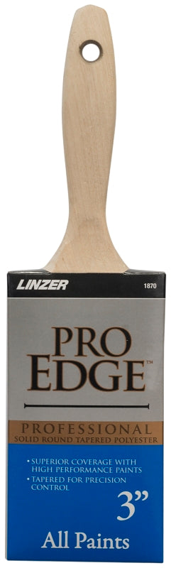 LINZER Linzer 1870-3 Paint Brush, 3 in W, Nylon/Polyester Bristle, Beaver Tail Handle PAINT LINZER
