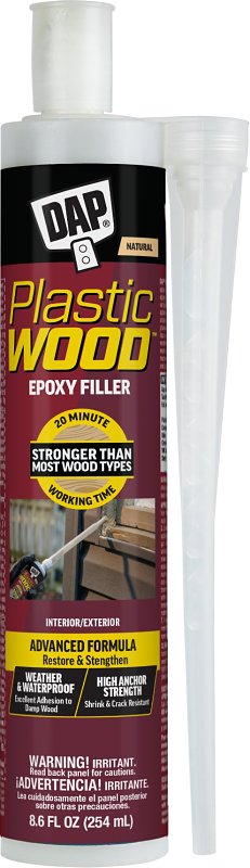 DAP Plastic Wood 7079828050 Epoxy Filler, Liquid, Tan, 8.6 oz Cartridge