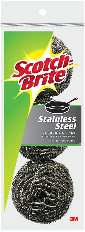 SCOTCH-BRITE Scotch-Brite 214C Scrub Pad, Steel Abrasive, Silver CLEANING & JANITORIAL SUPPLIES SCOTCH-BRITE