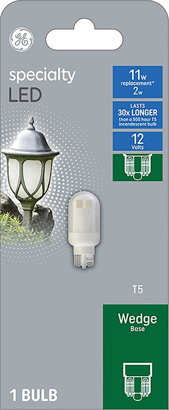 GE GE Specialty 14162 Replacement Bulb, T5 Lamp, 11 W Equivalent, Wedge Lamp Base, Non-Dimmable, Warm White Light