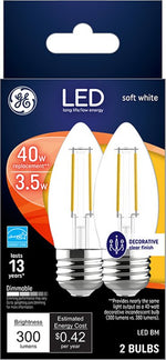 GE GE 23179 LED Bulb, Decorative, 300 Lumens, 3.5 W, BM Lamp, 40 W Equivalent, E26 Lamp Base, Dimmable, Soft White ELECTRICAL GE