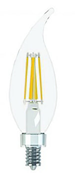 GE GE Industrial Solutions 31756 LED Bulb, 120 V, 500 Lumens, 5.5 W, CAC Lamp, 60 W Equivalent, E12 Lamp Base, Clear ELECTRICAL GE