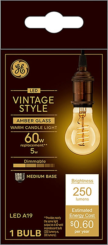 GE GE Industrial Solutions 36505 LED Bulb, General Purpose, A19 Lamp, E26 Lamp Base, Dimmable, Amber, Warm White Light ELECTRICAL GE
