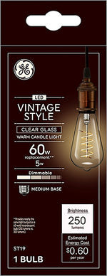 GE GE Industrial Solutions 36506 LED Bulb, Decorative, ST19 Lamp, E26 Lamp Base, Dimmable, Clear ELECTRICAL GE