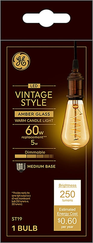 GE GE 36507 LED Bulb, Decorative, ST19 Lamp, 60 W Equivalent, Dimmable, Amber ELECTRICAL GE