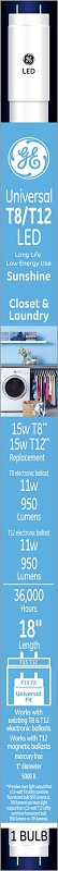 GE GE 37188 Linear Bulb, T8, T12 Lamp, Bi-Pin Lamp Base, Non-Dimmable, Frosted, Sunshine Light, 5000 K Color Temp