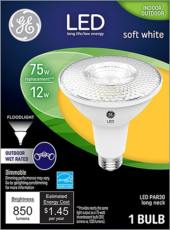 GE GE Industrial Solutions 38446 LED Bulb, Flood/Spotlight, 850 Lumens, 12 W, PAR30L Lamp, 75 W Equivalent, E26 Lamp Base ELECTRICAL GE
