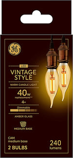 GE GE Industrial Solutions 42152 LED Bulb, Decorative, CAM Lamp, 40 W Equivalent, E26 Lamp Base, Dimmable, Amber ELECTRICAL GE