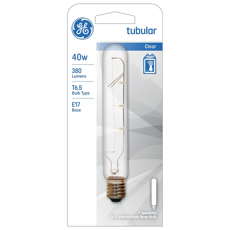 GE GE 44422 Light Bulb, 40 W, T6.5 Lamp, E17 Intermediate Lamp Base, 380 Lumens, 2500 K Color Temp ELECTRICAL GE