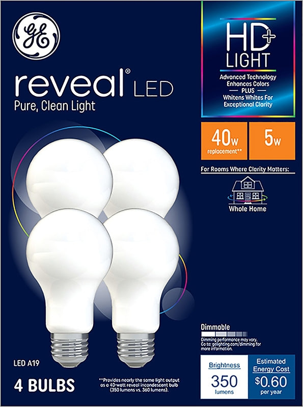 GE GE Industrial Solutions 46650 LED Bulb, General Purpose, 350 Lumens, 5 W, A19 Lamp, E26 Lamp Base, Dimmable, Frosted ELECTRICAL GE