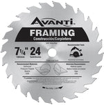 AVANTI Avanti A0724A Circular Saw Blade, 7-1/4 in Dia, 24-Teeth, 5/8 in Arbor, Carbide Cutting Edge TOOLS AVANTI