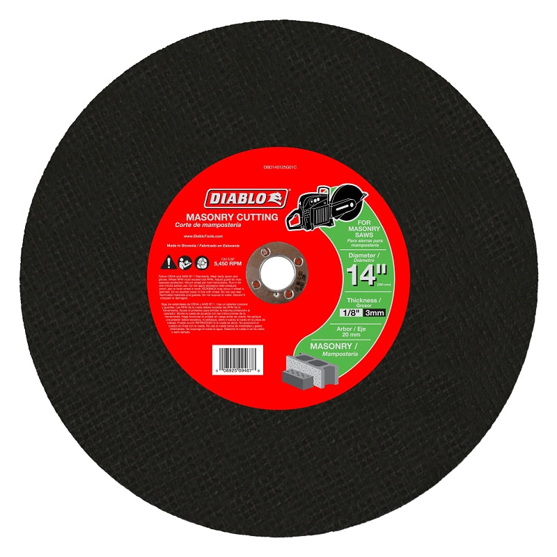 DIABLO Diablo DBD140125G01C Cut-Off Disc, 14 in Dia, 1/8 in Thick, 20 mm Arbor, Aluminum Oxide Abrasive TOOLS DIABLO