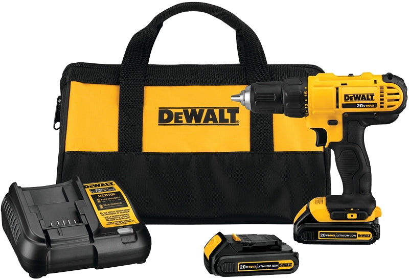 DEWALT DEWALT 20V MAX Series DCD771C2 Drill/Driver Kit, Battery Included, 20 V, 1/2 in Chuck, Keyless Chuck