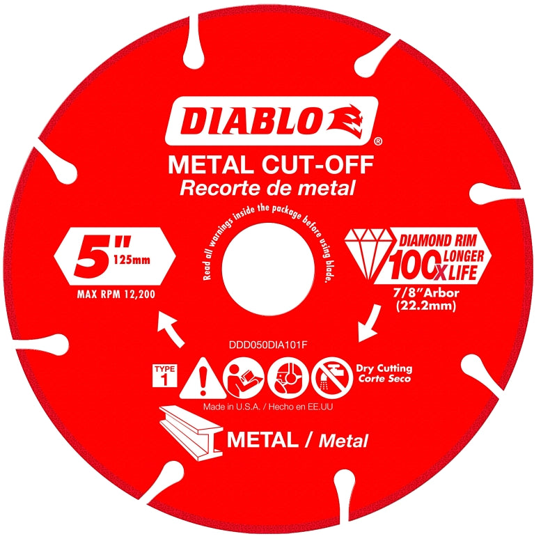 DIABLO Diablo DDD050DIA101F Cut-Off Blade, 5 in Dia, 7/8 in Arbor, Segmented Rim TOOLS DIABLO