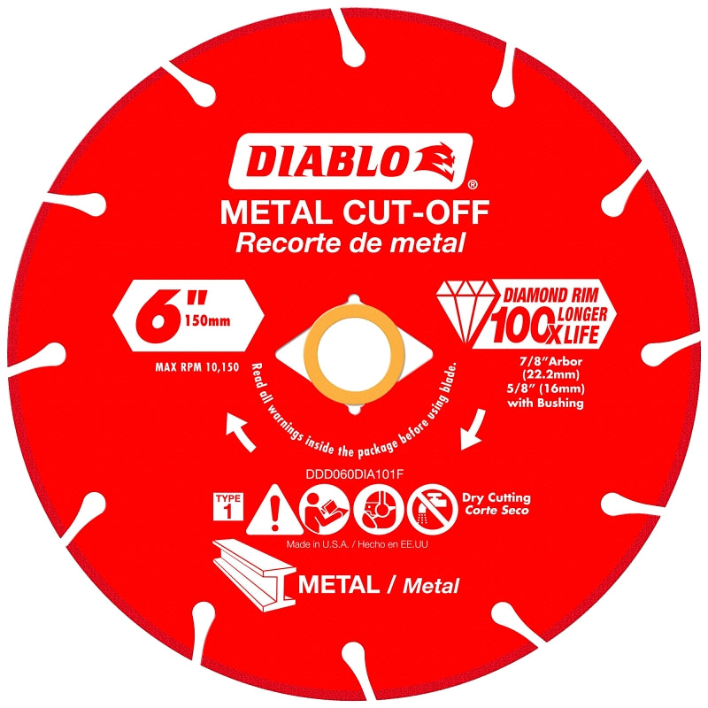 DIABLO Diablo DDD060DIA101F Cut-Off Blade, 6 in Dia, 5/8, 7/8 in Arbor, Segmented Rim TOOLS DIABLO