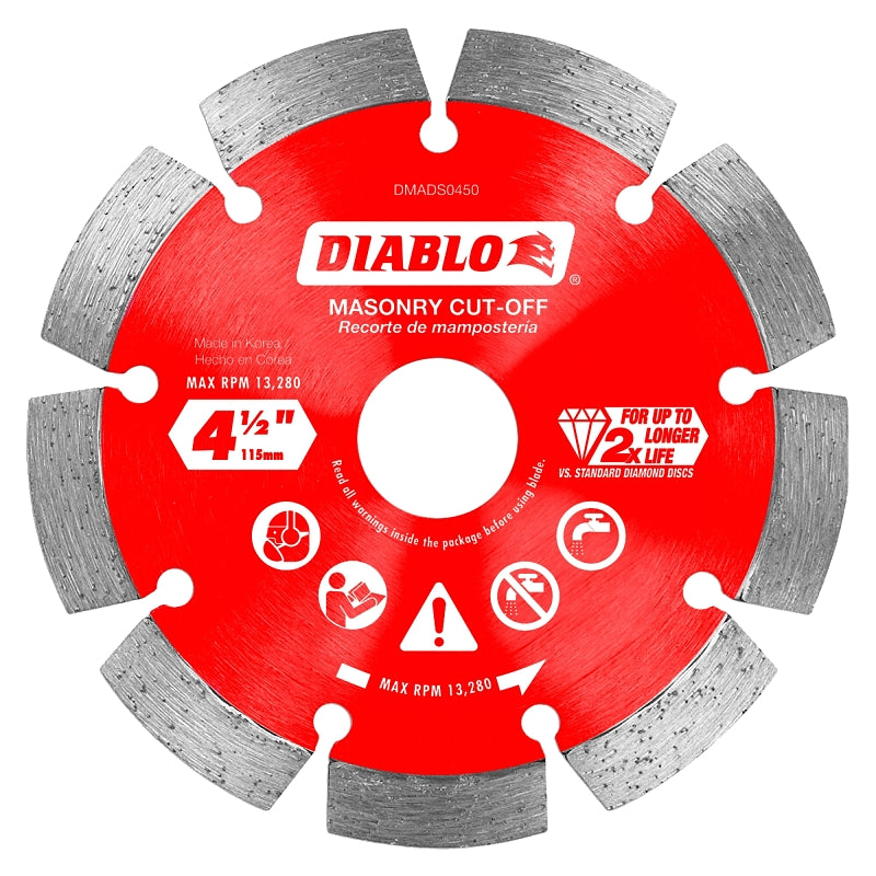 DIABLO Diablo DMADS0450 Series Saw Blade, Cut-Off Disc Blade, 4-1/2 in Dia, Segmented Rim, 1/PK TOOLS DIABLO