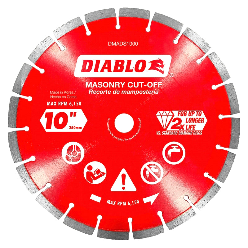 DIABLO Diablo DMADS1000 Series Saw Blade, Cut-Off Disc Blade, 10 in Dia, Segmented Rim, 1/PK TOOLS DIABLO