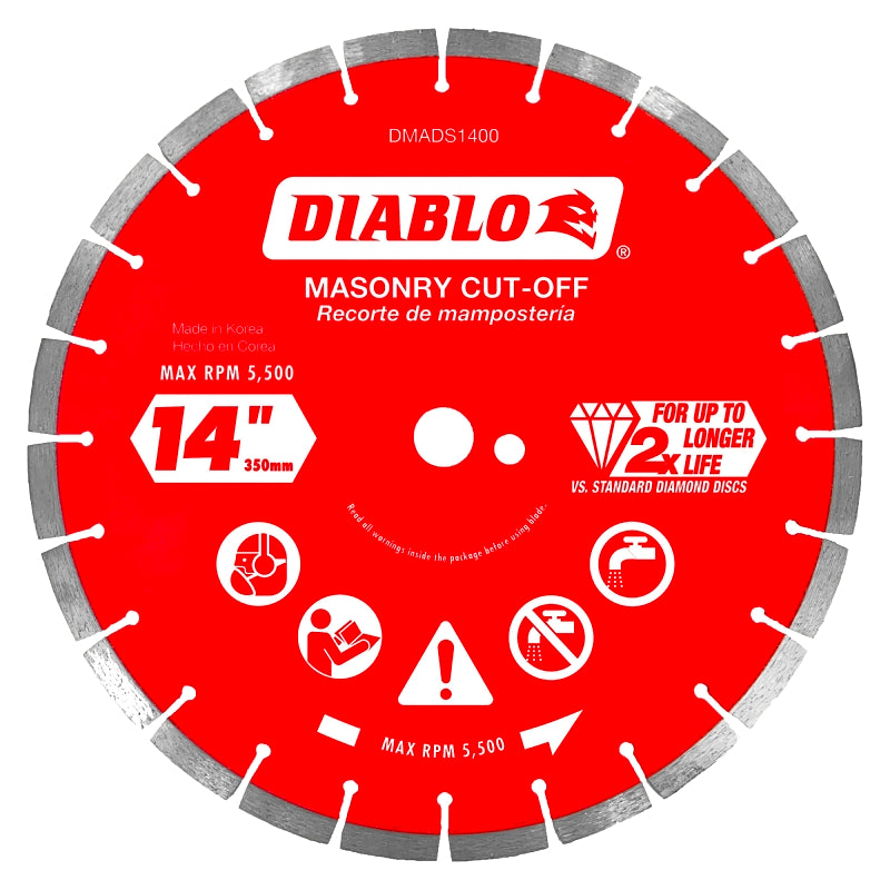 DIABLO Diablo DMADS1400 Series Saw Blade, Cut-Off Disc Blade, 14 in Dia, Segmented Rim, 1/PK TOOLS DIABLO