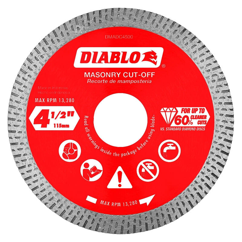 DIABLO Diablo DMADC0450 Saw Blade, 4-1/2 in Dia, 5/8 in, 20 mm, 7/8 in Arbor, Continuous Rim TOOLS DIABLO