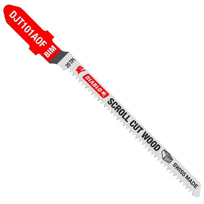 DIABLO Diablo DJT101AOF5 Jig Saw Blade, 3-1/4 in L, 20 TPI, Bi-Metal Cutting Edge